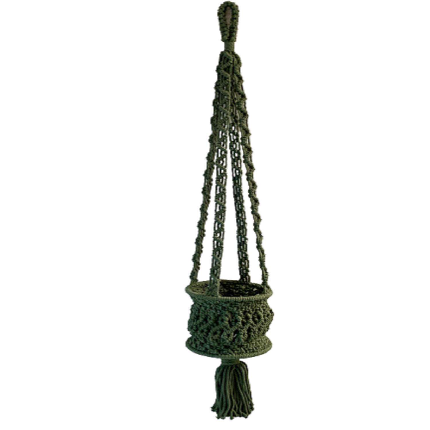  Primitive Planters 34 In. H X 6 In. W X 3 In. L Emerald Green Cotton Hanging Planter