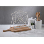  Tripar 13.25 In. H X 9.75 In. W X 12.65 In. L Distressed White Metal Cookbook Stand