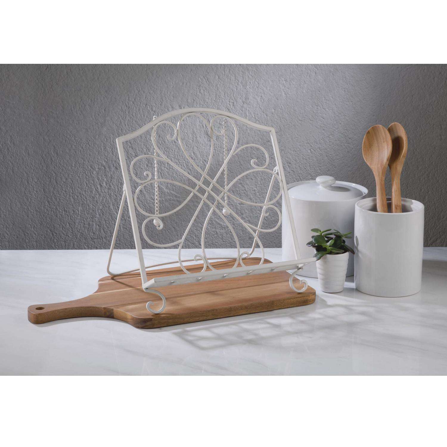  Tripar 13.25 In. H X 9.75 In. W X 12.65 In. L Distressed White Metal Cookbook Stand