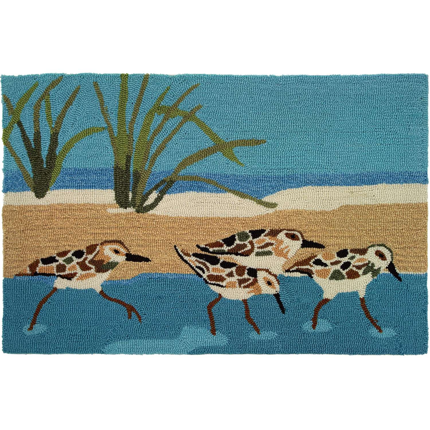  Homefires 22 In. W X 34 In. L Multicolored Oceanside Sandpipers Accent Rug