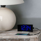  La Crosse Technology 5.7 In. Black Atomic Alarm Clock LED Battery Operated