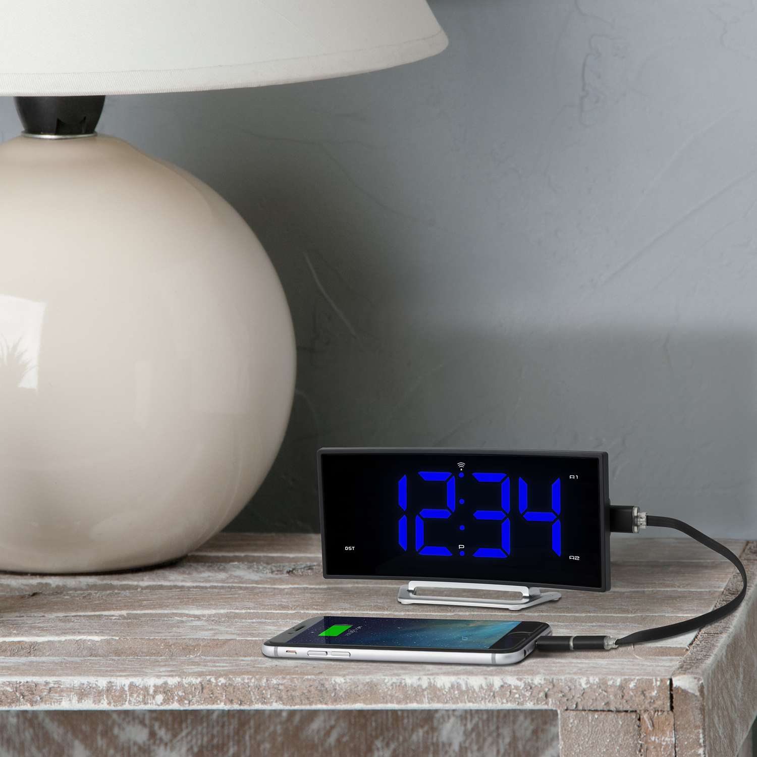  La Crosse Technology 5.7 In. Black Atomic Alarm Clock LED Battery Operated