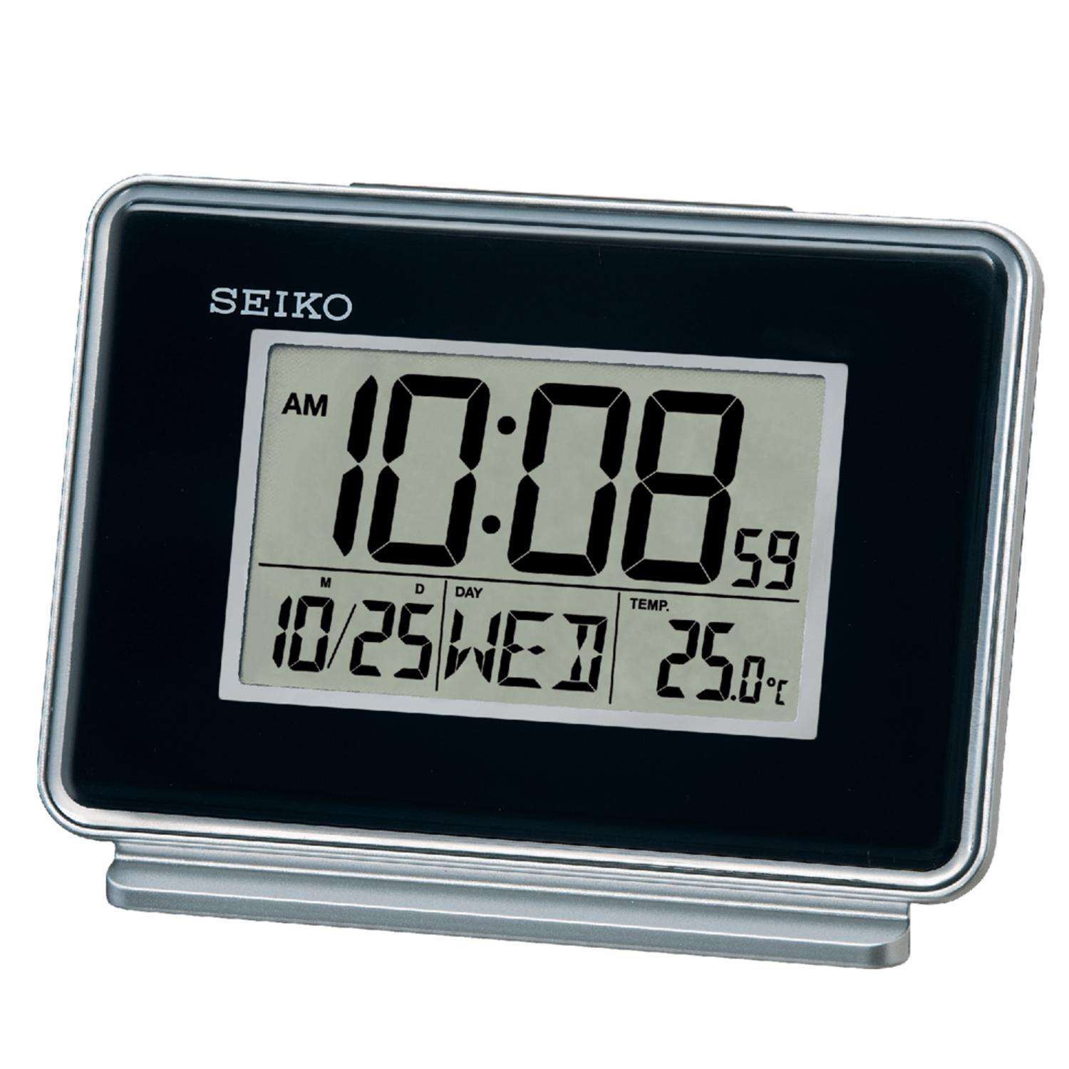 Seiko 5.00 In. Black Alarm Clock Analog Battery Operated