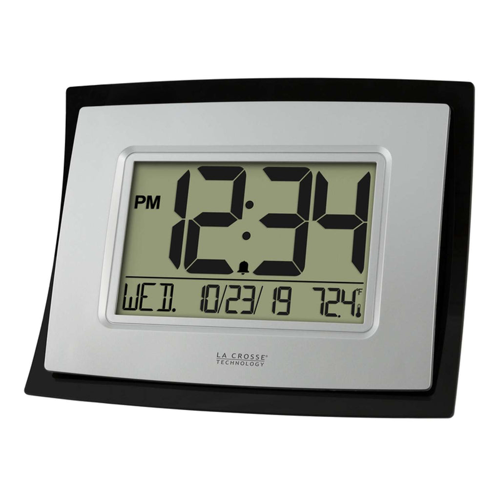  La Crosse Technology 8.62 In. L X 6.81 In. W Indoor Modern Digital Wall Clock Plastic Black/Silver