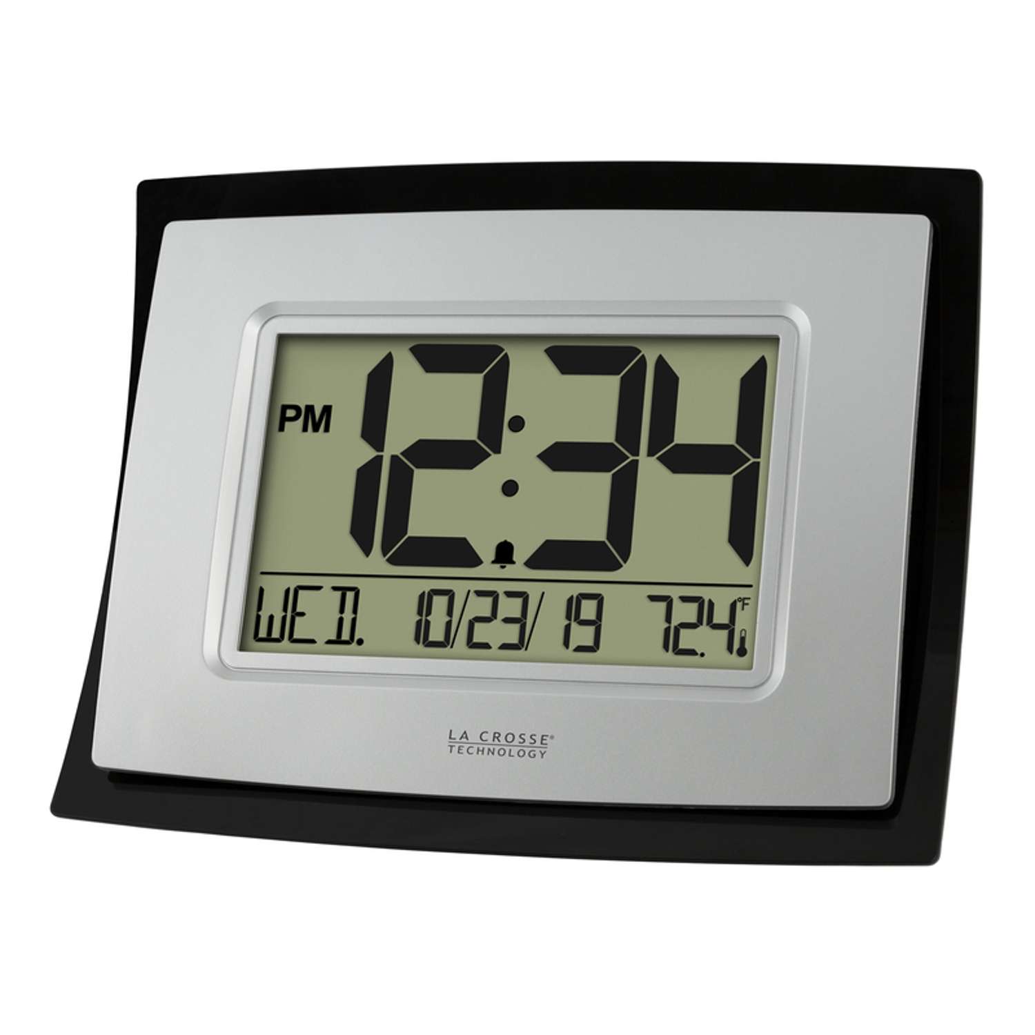  La Crosse Technology 8.62 In. L X 6.81 In. W Indoor Modern Digital Wall Clock Plastic Black/Silver