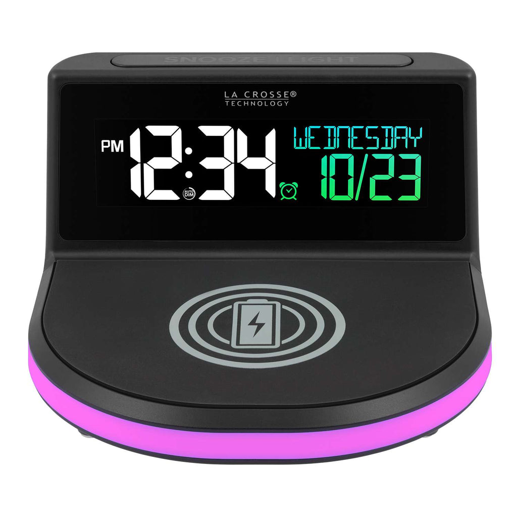  La Crosse Technology 4.97 In. Black Wireless Charging Alarm Clock Digital Plug-In