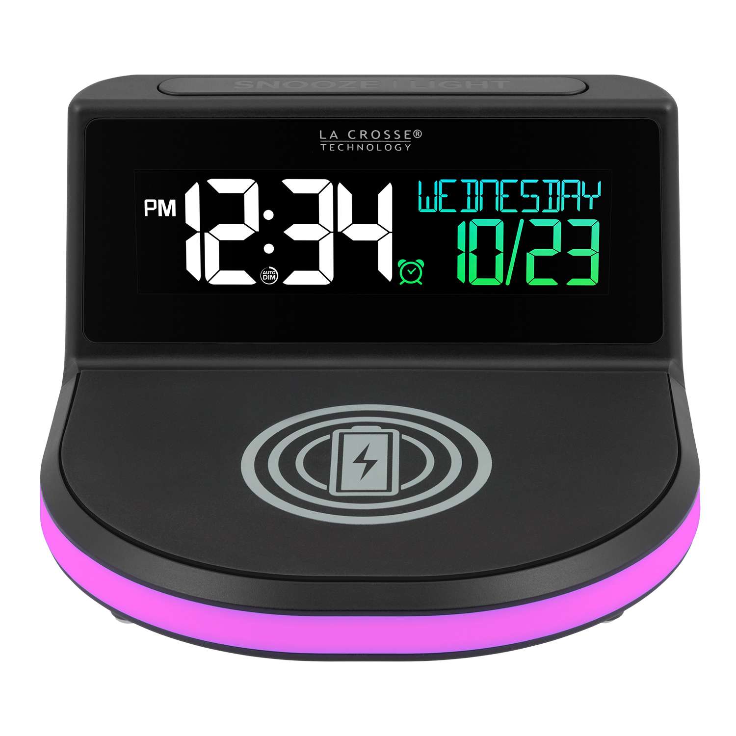  La Crosse Technology 4.97 In. Black Wireless Charging Alarm Clock Digital Plug-In