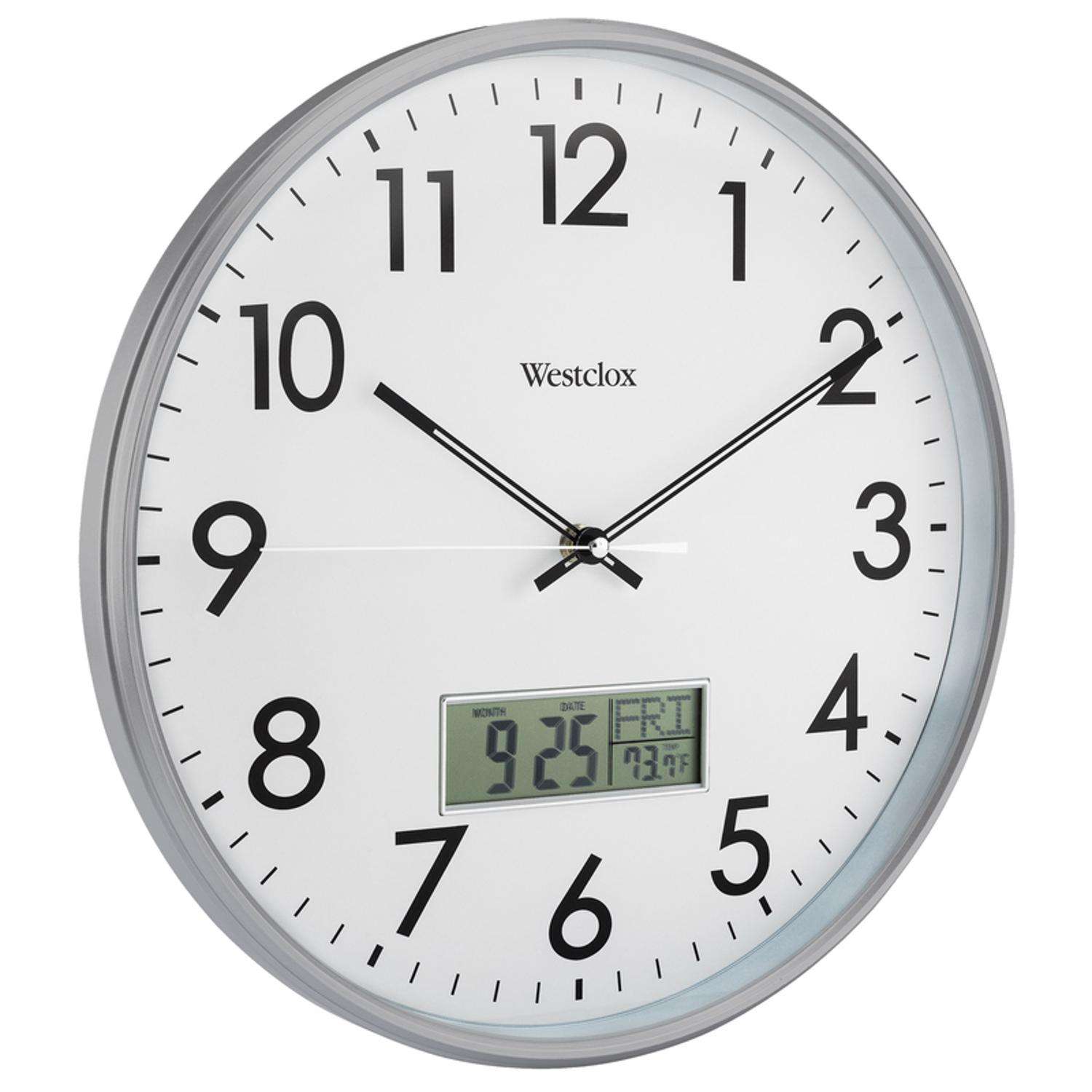  Westclox 14 In. L X 14 In. W Indoor Classic Analog Wall Clock Glass/Plastic Silver/White