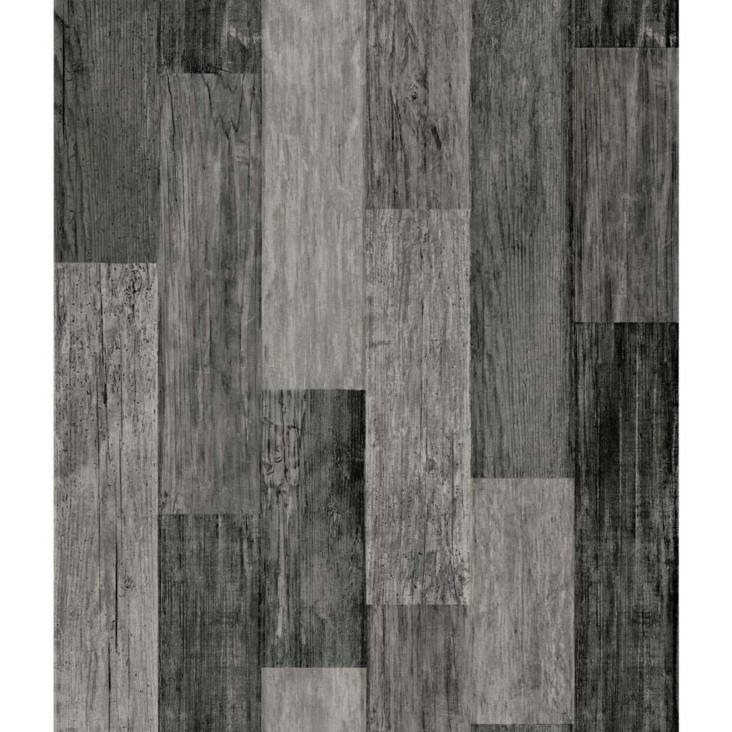  RoomMates 20.5 In. W X 16.5 Ft. L Weathered Wood Plank Black Vinyl Peel And Stick Wallpaper