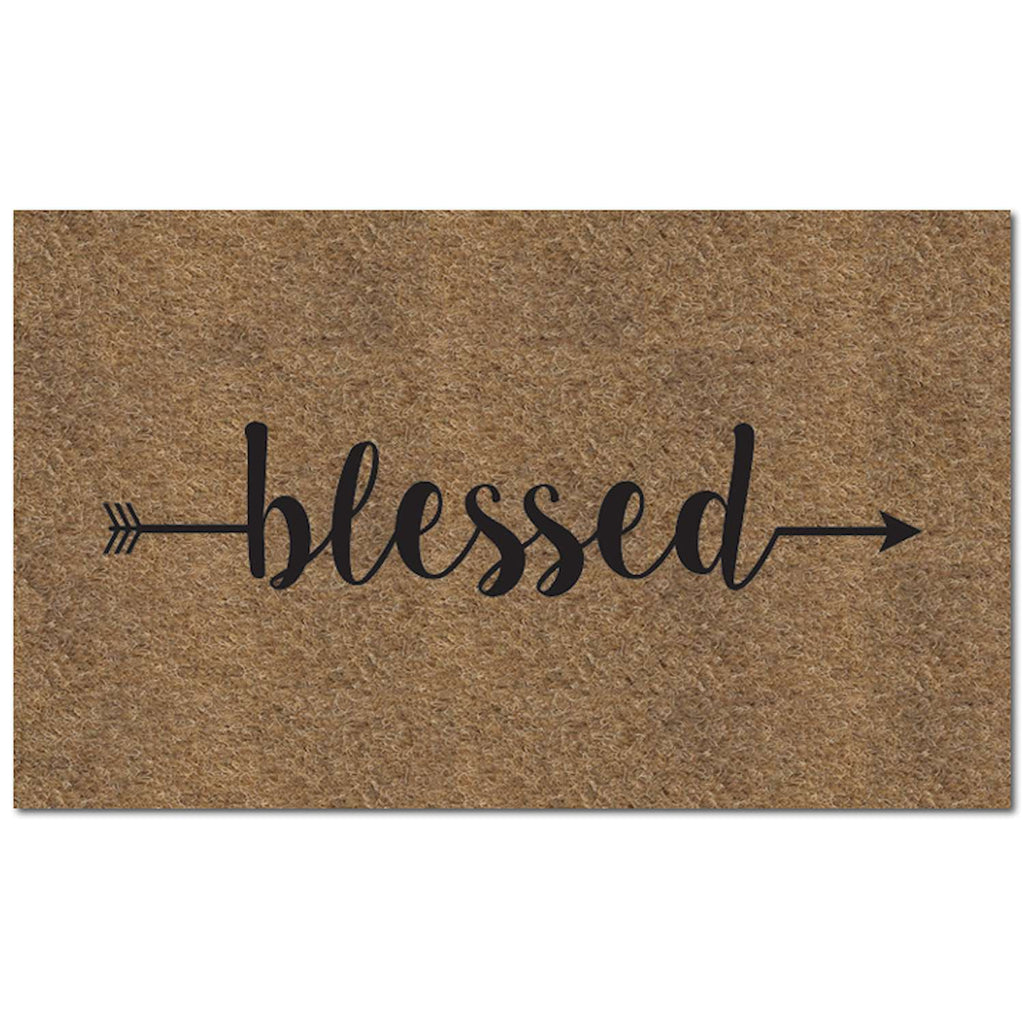  Americo Home Flocked KoKo 18 In. W X 30 In. L Black/Tan Blessed Entrance Mat