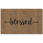  Americo Home Flocked KoKo 18 In. W X 30 In. L Black/Tan Blessed Entrance Mat