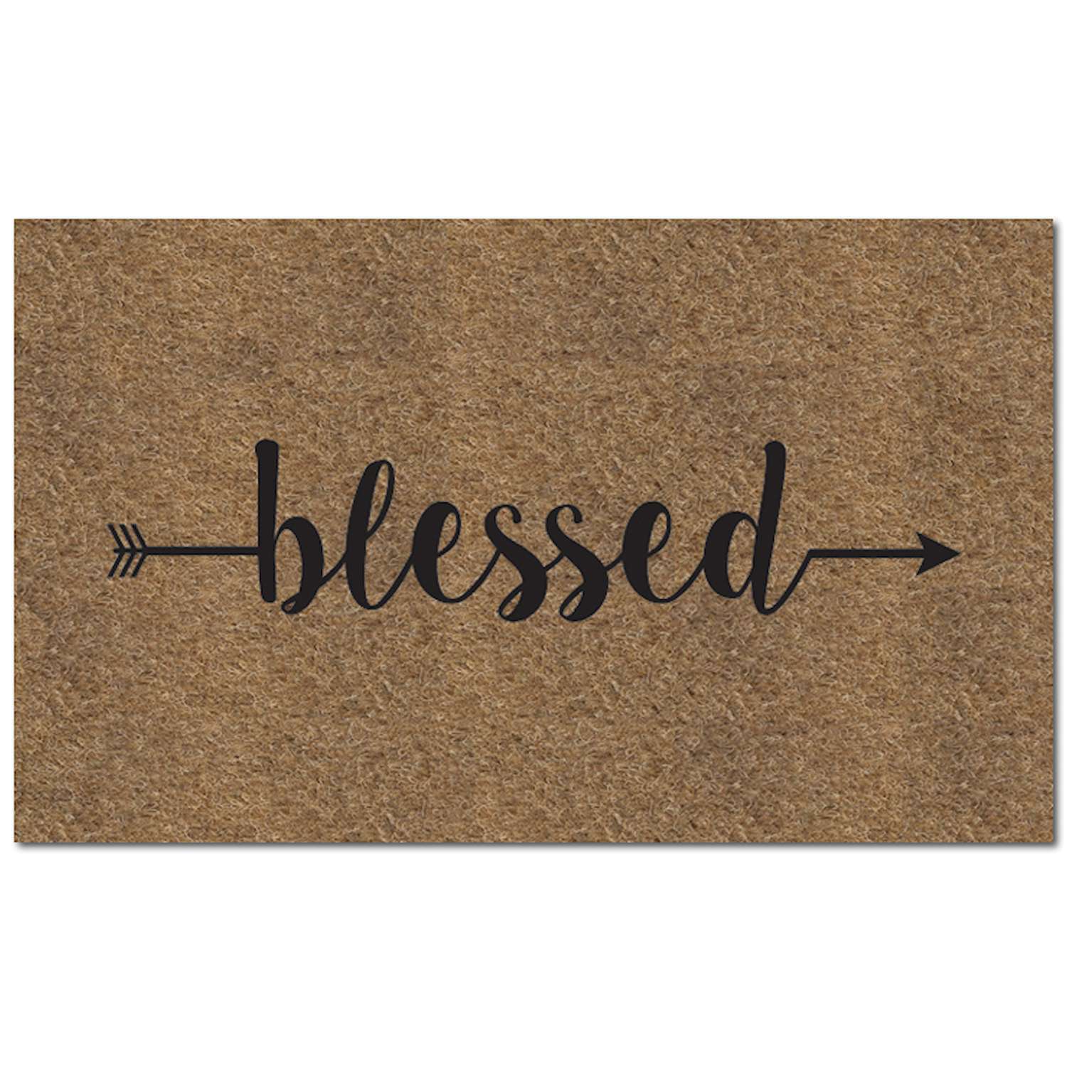  Americo Home Flocked KoKo 18 In. W X 30 In. L Black/Tan Blessed Entrance Mat