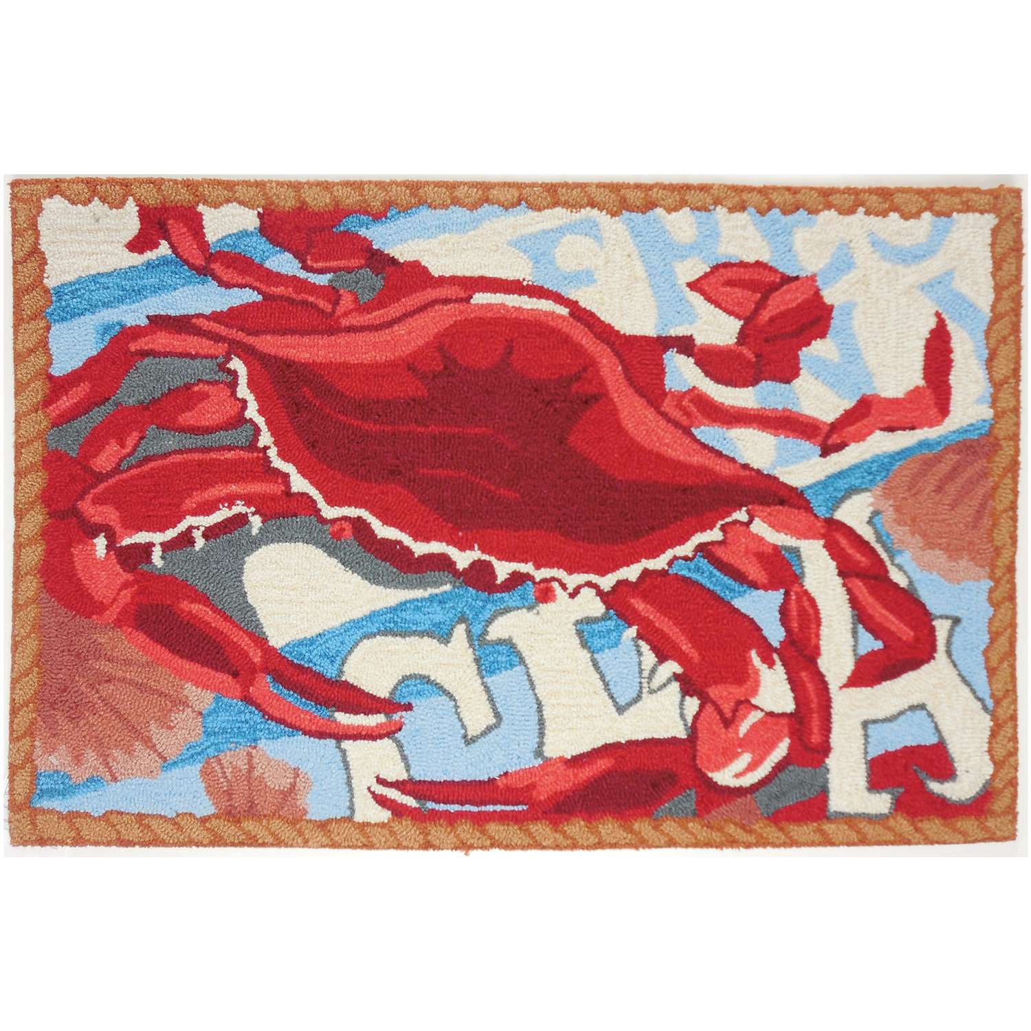  Homefires 22 In. W X 34 In. L Multicolored Fresh Catch Crab Accent Rug