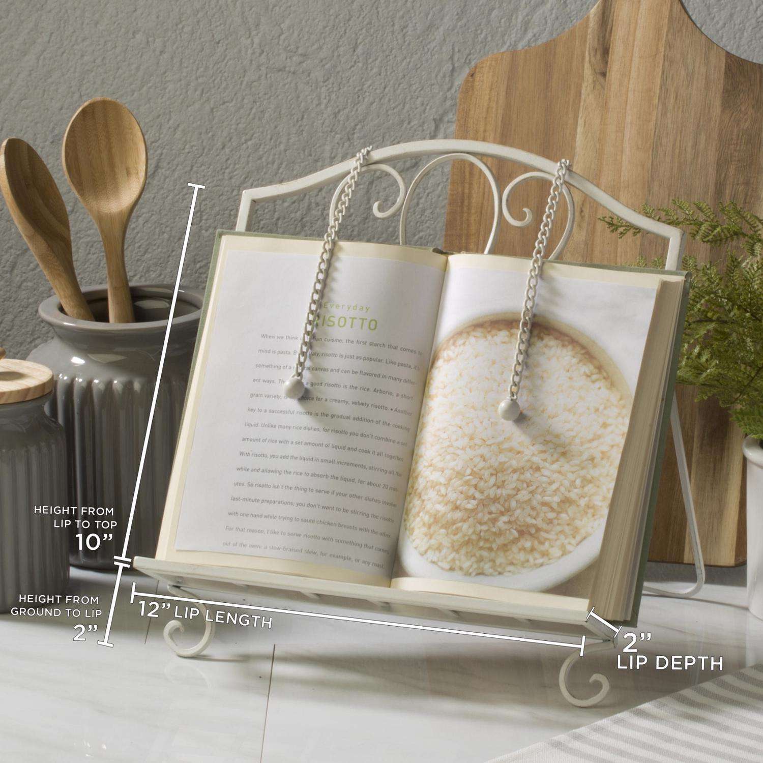  Tripar 13.25 In. H X 9.75 In. W X 12.65 In. L Distressed White Metal Cookbook Stand