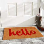  Home & More 1.42 W X 2.42 L Multi-color Hello Script Coir Door Mat