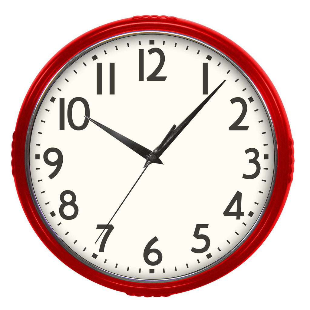  Westclox 9.5 In. L X 9.5 In. W Indoor Modern Analog Wall Clock Glass/Plastic Red