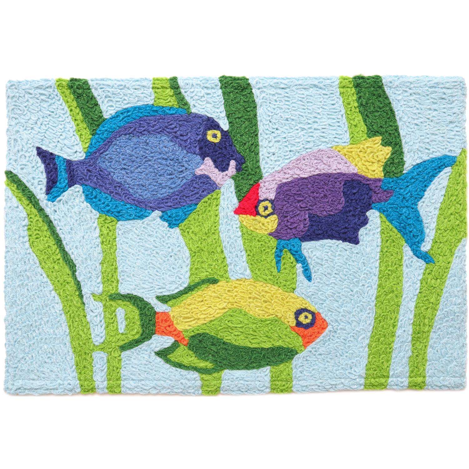  Jellybean 20 In. W X 30 In. L Multicolored Colorful Tropical Fish Polyester Accent Rug