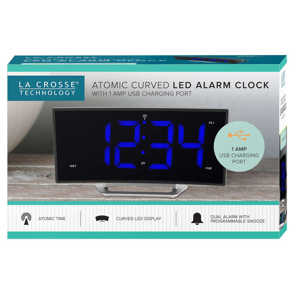  La Crosse Technology 5.7 In. Black Atomic Alarm Clock LED Battery Operated