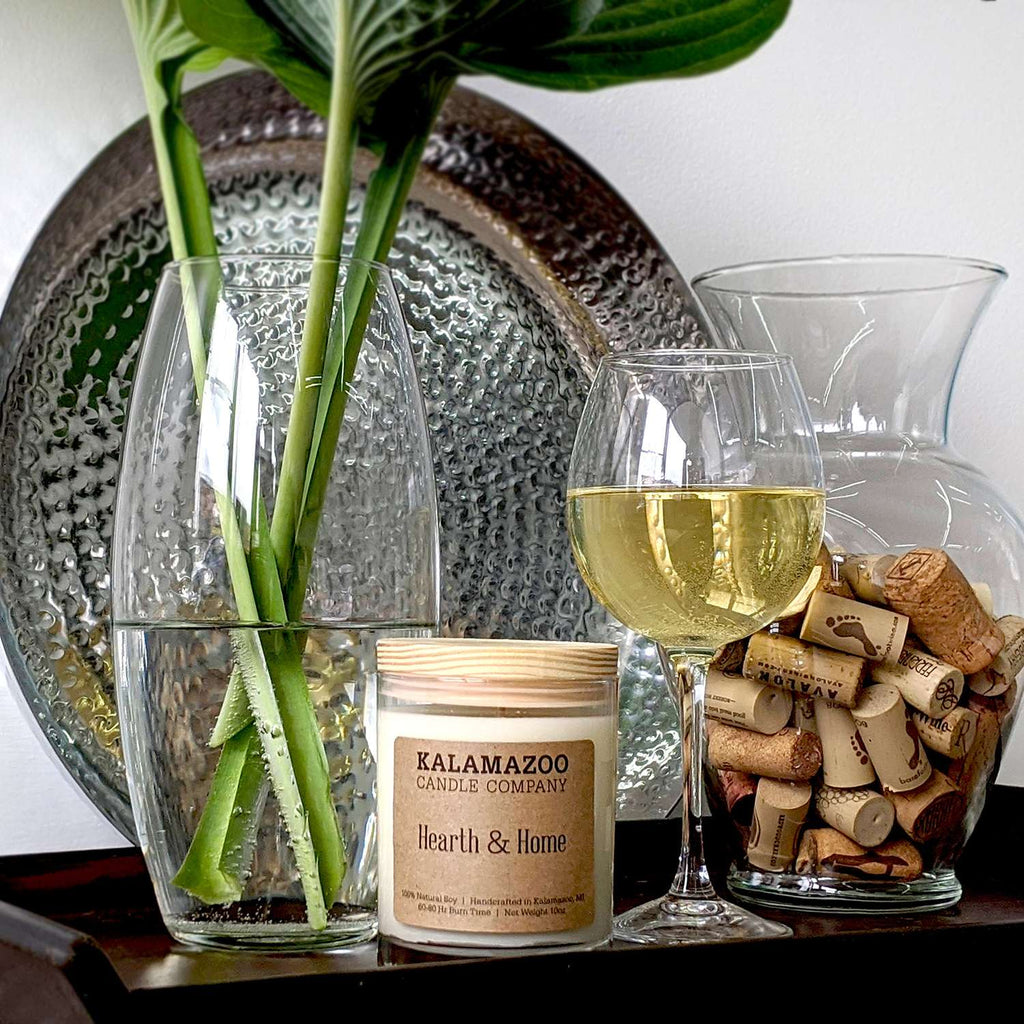  Kalamazoo Candle Company Clear Glass Jar With White Soy Wax, Wood Lid Hearth & Home Scent Hearth & H