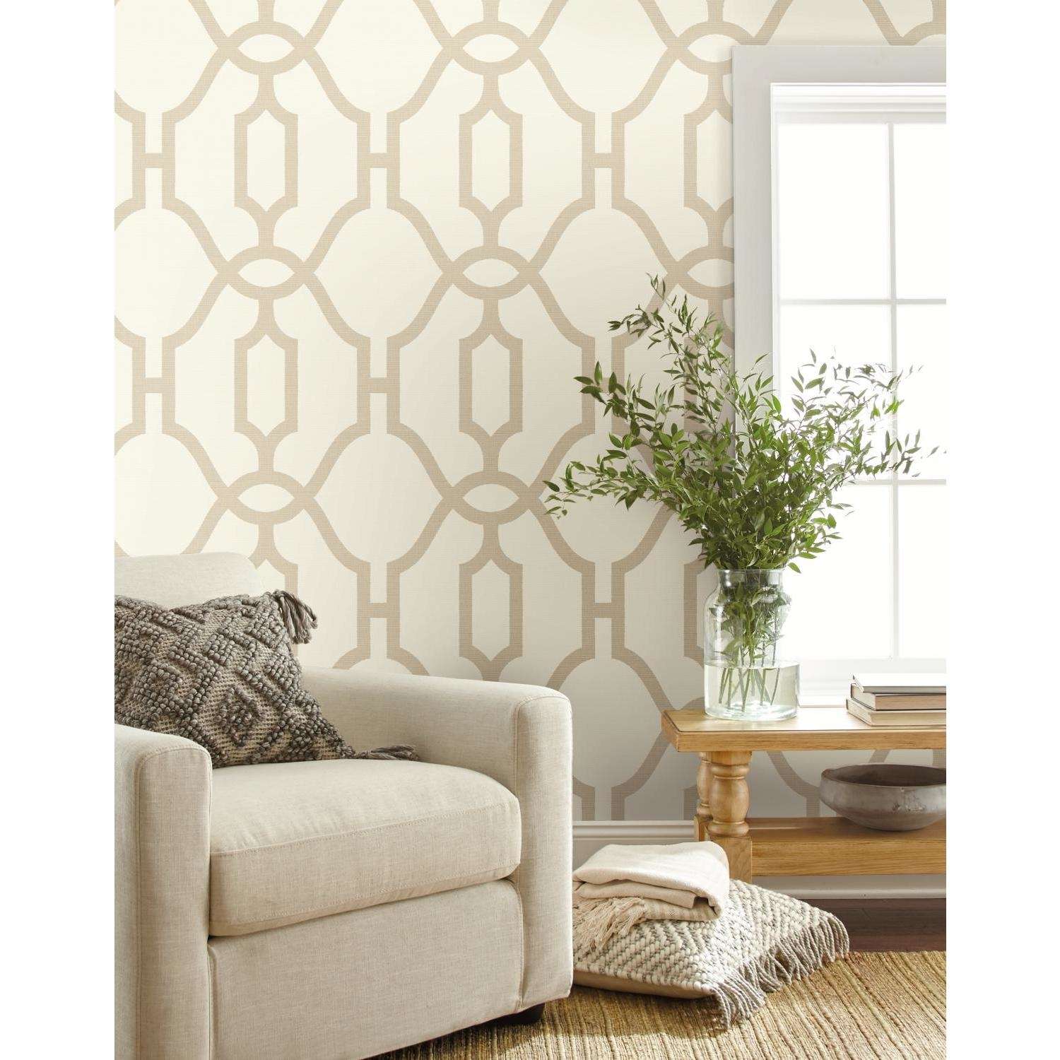  Magnolia Home By Joanna Gaines 20.5 In. W X 396 In. L Woven Trellis Beige Paper Wallpaper