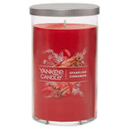  Yankee Candle Signature Red Sparkling Cinnamon Scent Pillar Candle 14.25 Oz