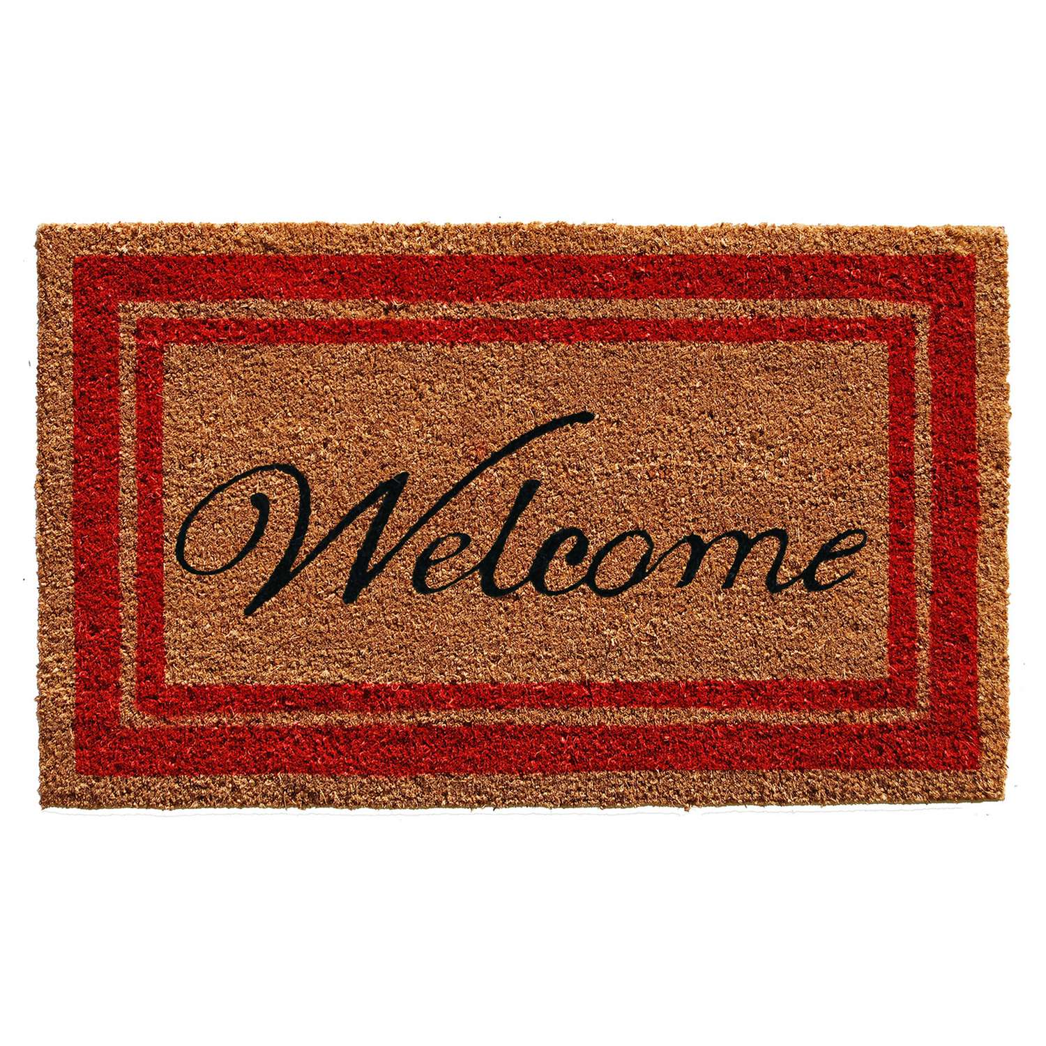  Home & More 1.58 W X 2.58 L Multi-color Red Border Welcome Coir Door Mat