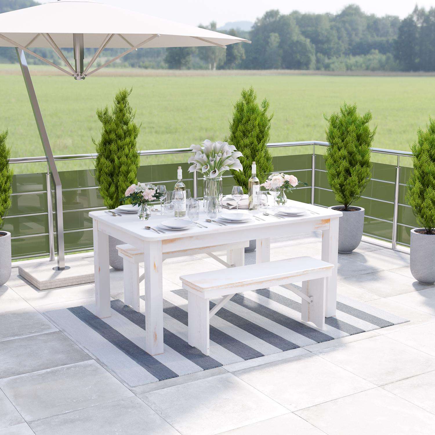  Flash Furniture 81.5 In. W X 60 In. L Gray/White Polypropylene Rug