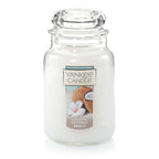  Yankee Candle Clear/White Coconut Beach Scent Original Candle Jar 22 Oz