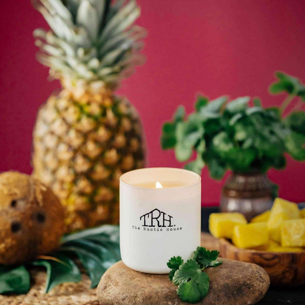  The Rustic House White Cilantro/Pineapple Scent Candle 8 Oz