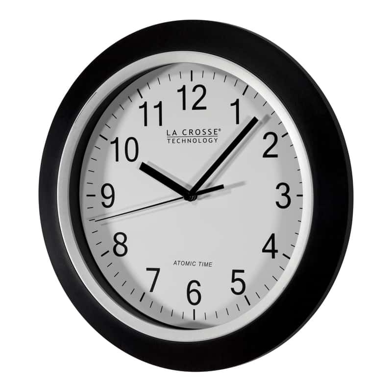  La Crosse Technology 12 In. L X 1 In. W Indoor Casual Analog Atomic Wall Clock Glass/Plastic Black/S