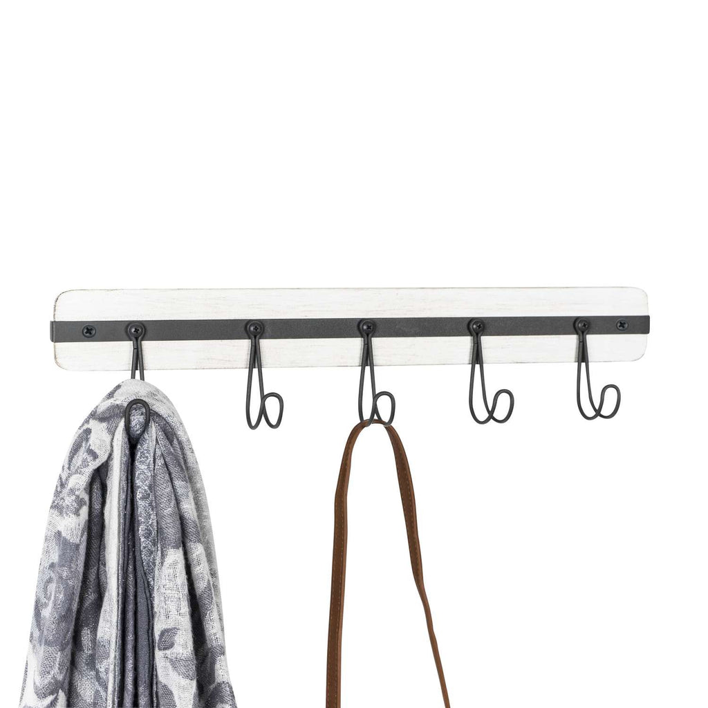  Spectrum 4 In. H X 1.93 In. W X 18 In. L White Wash/ Industrial Gray Steel/Wood Wall Mount Hook Rack
