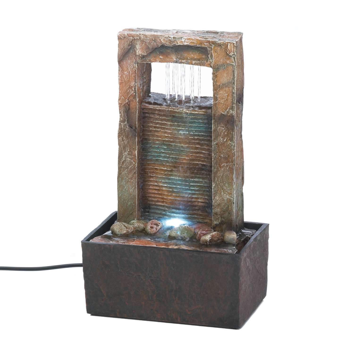 Cascading Fountains 9.75 In. H X 4 In. W X 6 In. L Multicolored Poly Resin Ancient Falls Fountain