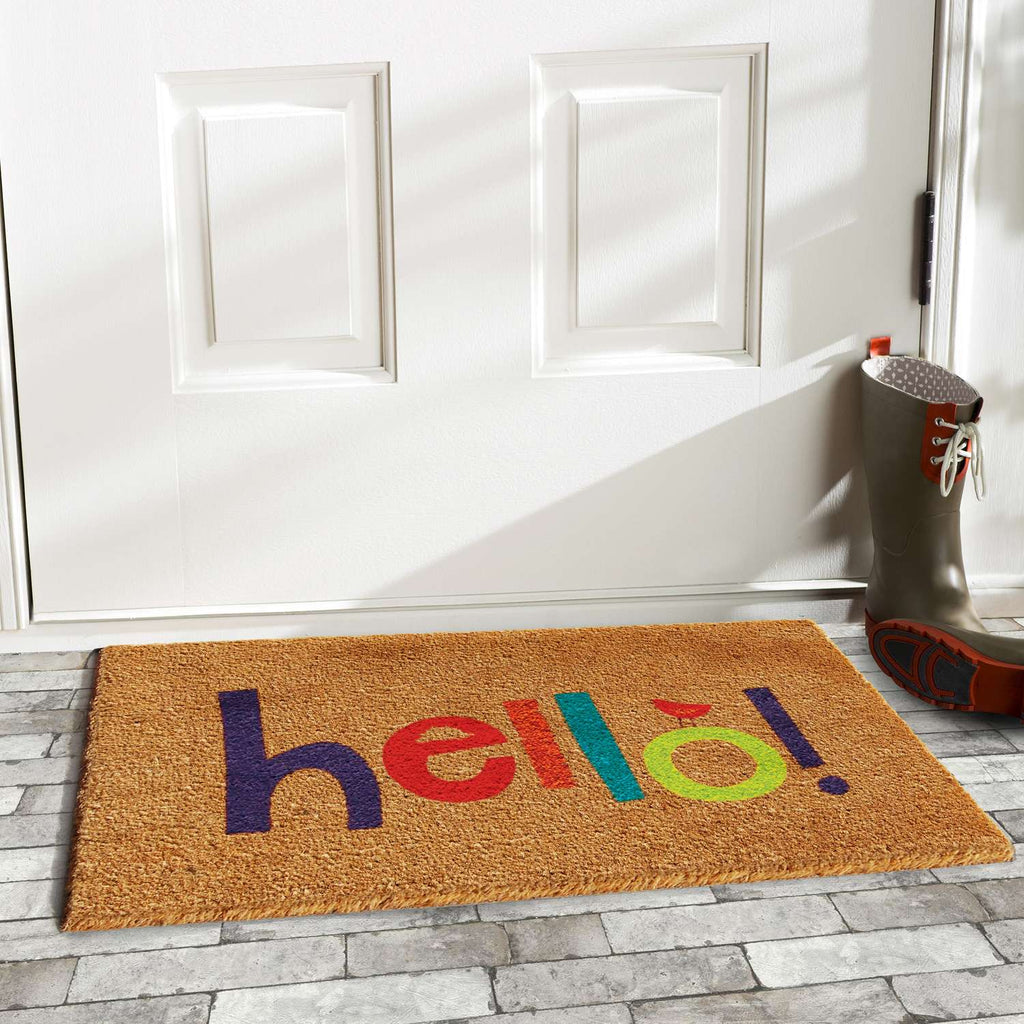  Home & More 1.42 W X 2.42 L Multi-color Colorful Hello Coir Door Mat