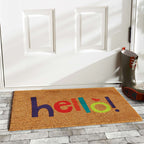  Home & More 1.42 W X 2.42 L Multi-color Colorful Hello Coir Door Mat