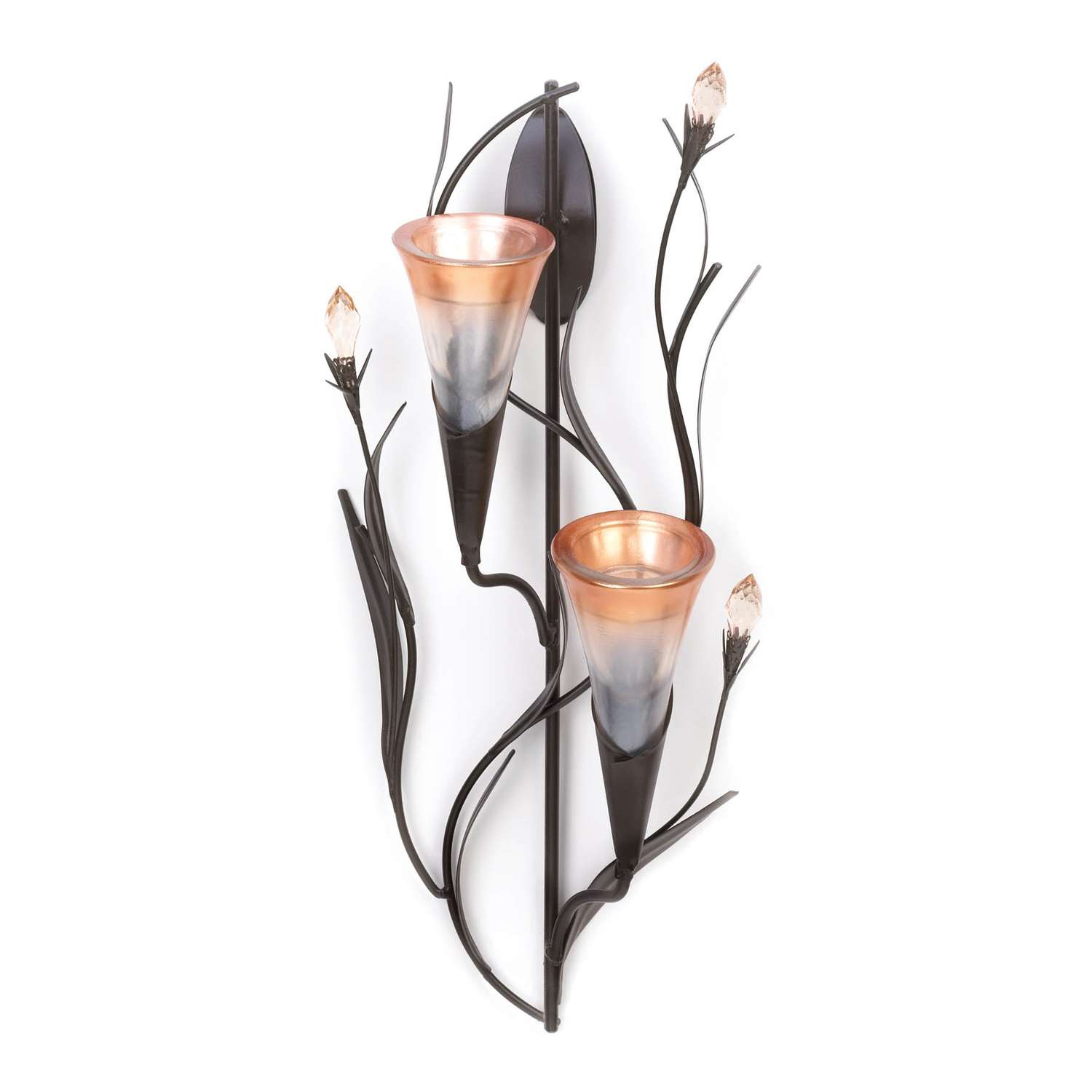  Gallery Of Light 15.5 In. H X 3.25 In. W X 6.5 In. L Morning Lily Glass/Iron Wall Sconce