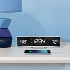  La Crosse Technology 9.84 In. White Mirror Alarm Clock LED Battery Operated