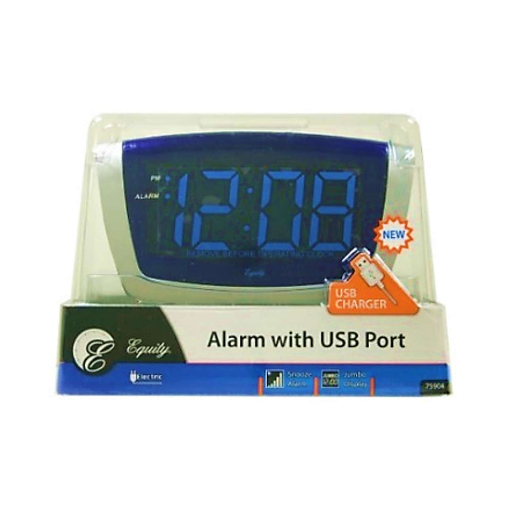  La Crosse Technology Equity 4.92 In. Black USB Alarm Clock LED Plug-In