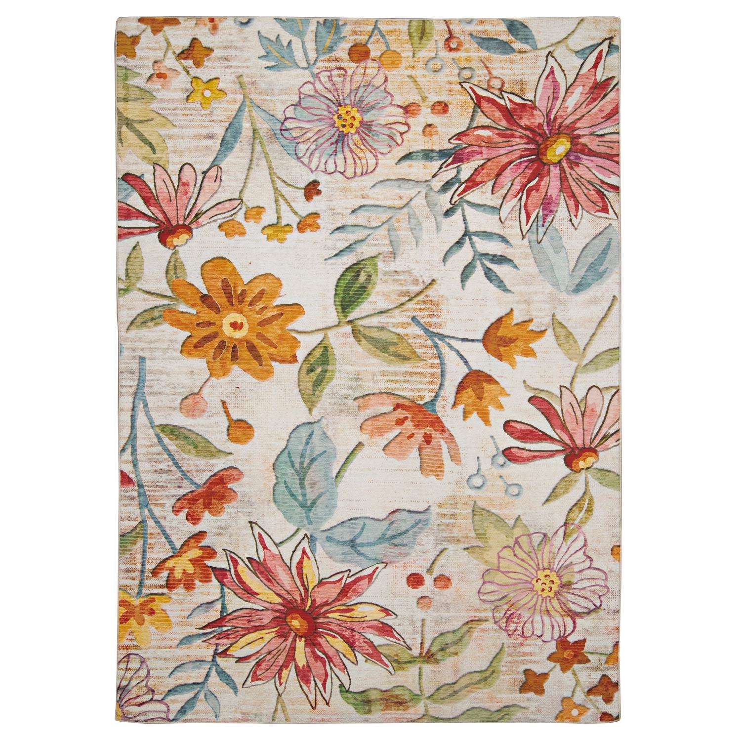  Linon Home Decor 7 Ft. W X 5 Ft. L Ivory/Pink Daytona Polyester Rug
