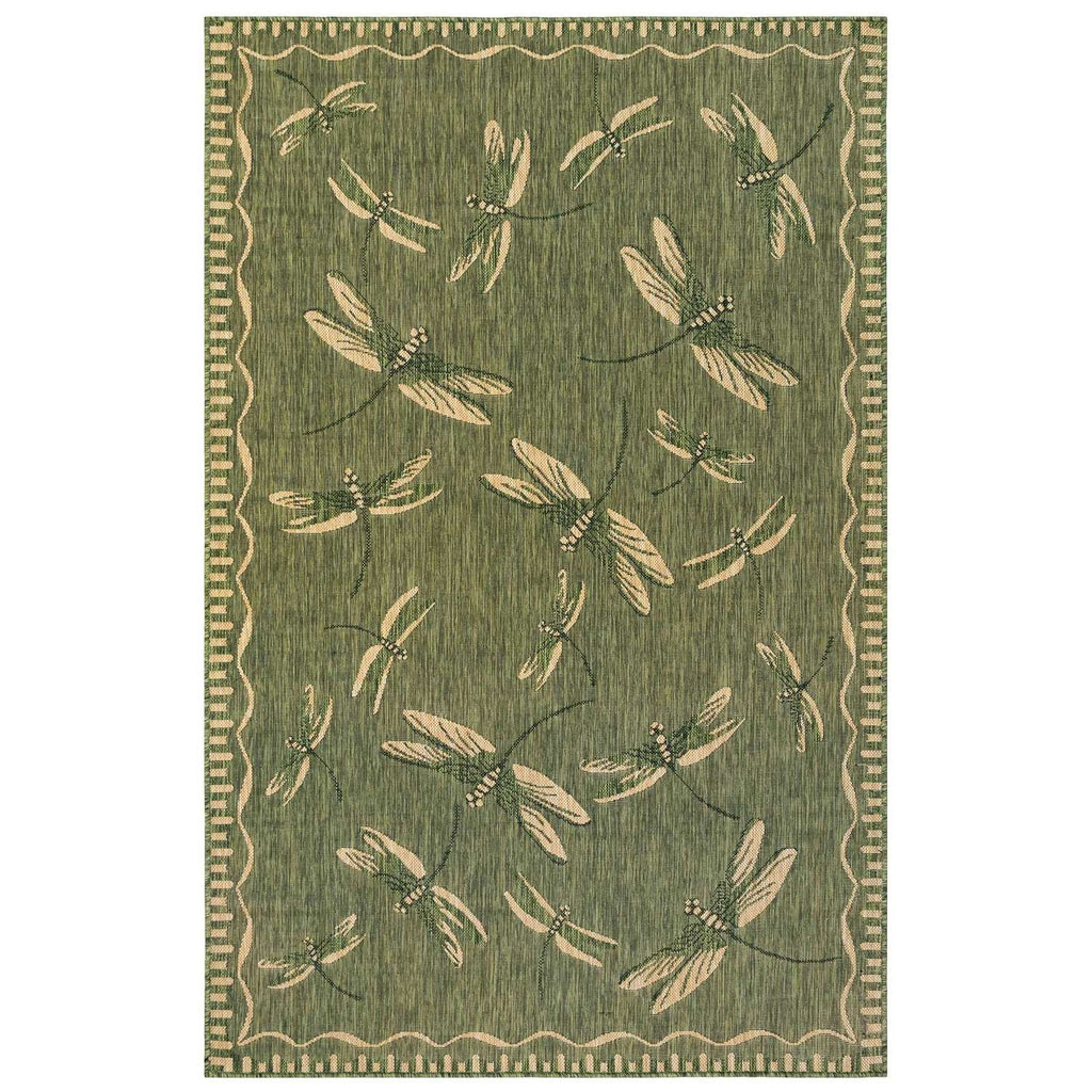  Liora Manne Carmel 4.8 Ft. W X 7.5 Ft. L Green Dragonfly Polypropylene Accent Rug