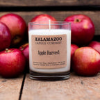  Kalamazoo Candle Company Clear Glass Jar With White Soy Wax, Wood Lid Apple Harvest Scent Apple Harv