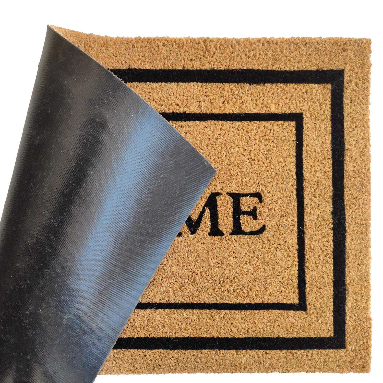  First Concept 18 In. W X 30 In. L Black/Brown Welcome Coir Door Mat