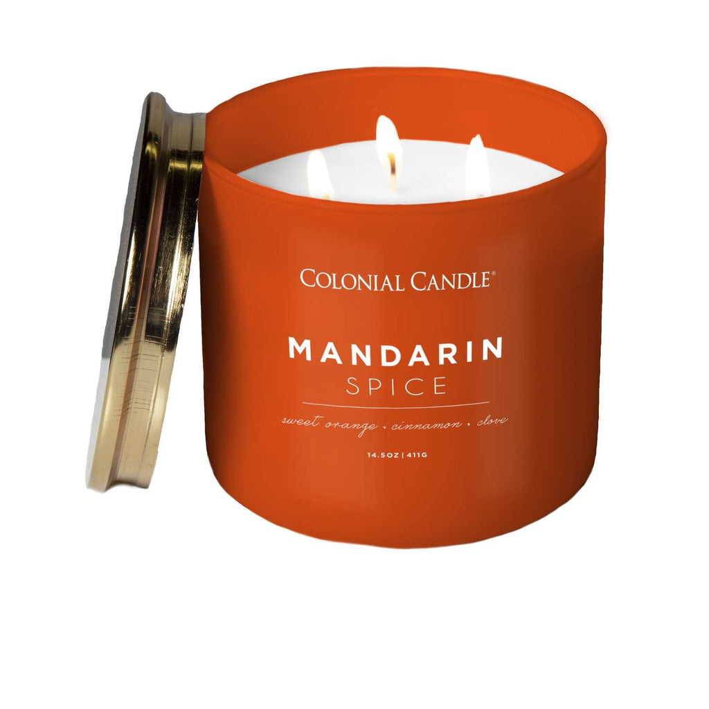  Colonial Candle Pop Of Color Copper/Orange Mandarin Spice Scent Candle Jar 14.5 Oz