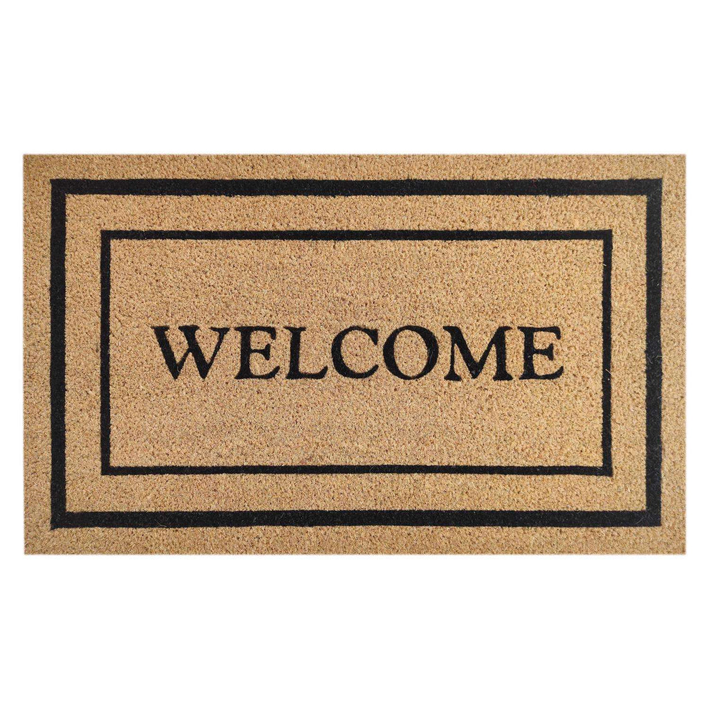  First Concept 18 In. W X 30 In. L Black/Brown Welcome Coir Door Mat