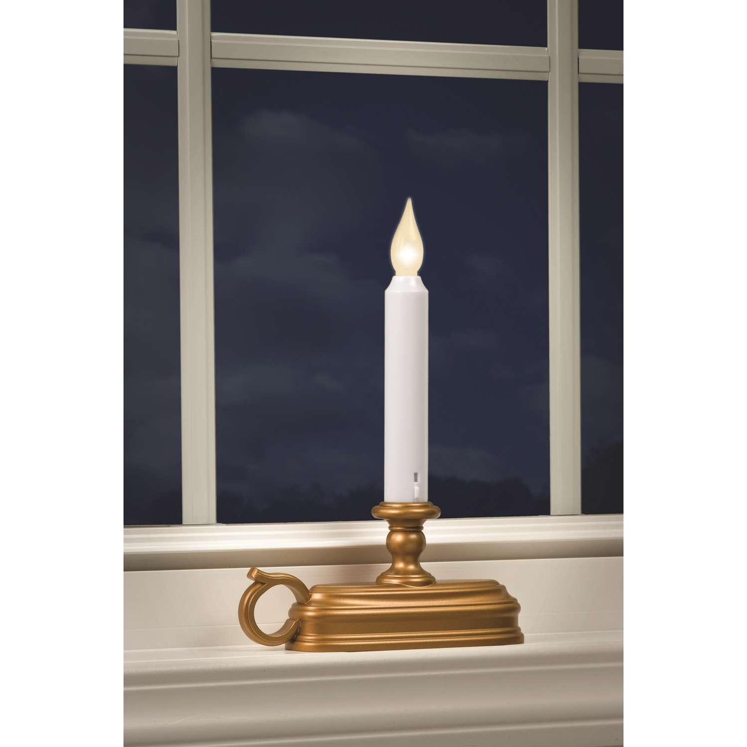  Xodus Innovations Antique Brass/White None Scent Window Candles Flameless Flickering Candle