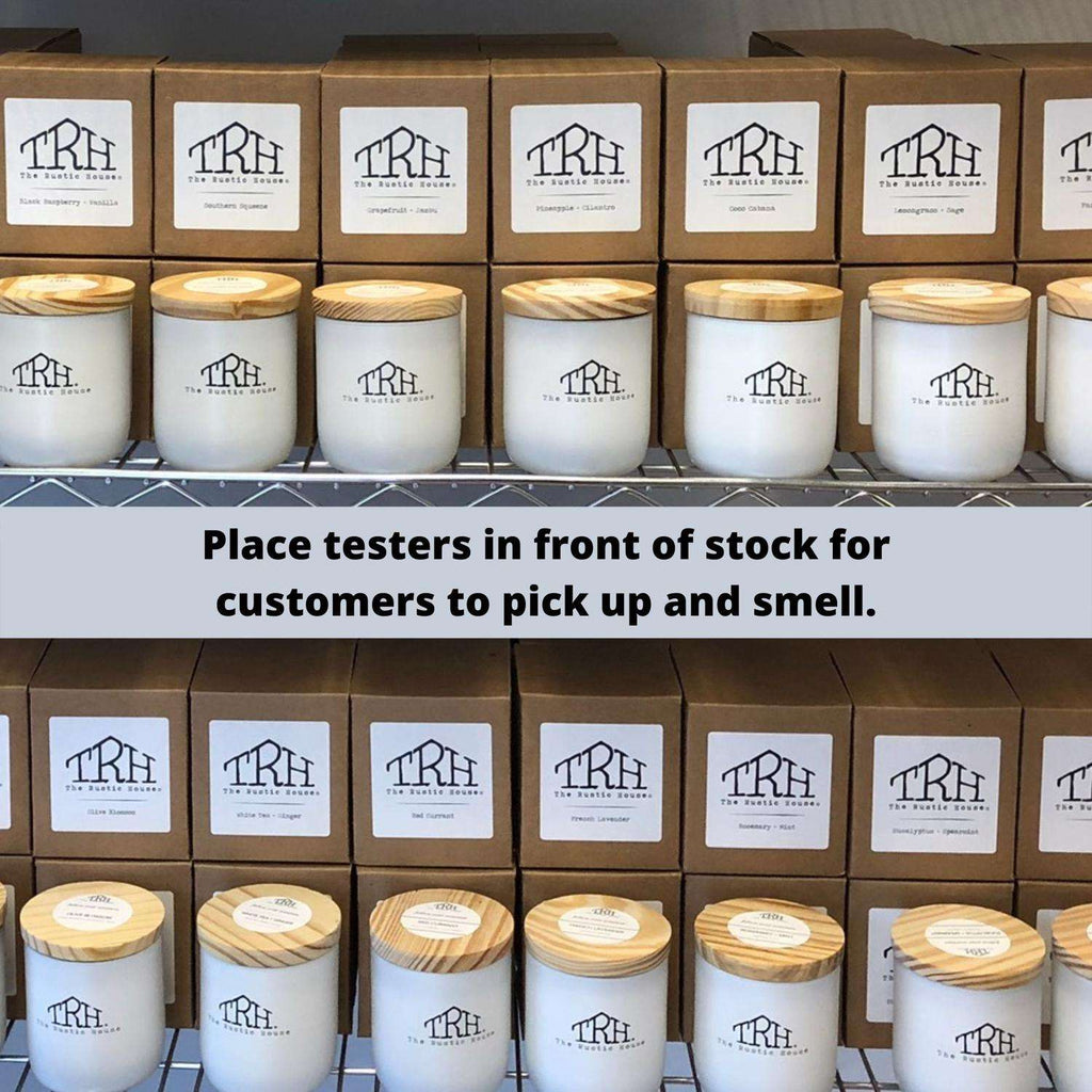  The Rustic House Not For Resale White Lemongrass/Sage Scent Tester Candle 8 Oz