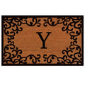  Calloway Mills Chateaux Monogram 2 W X 3 L Black/Brown Rectangular Coir Door Mat