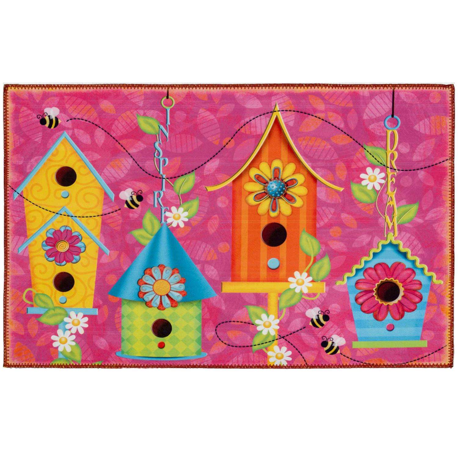  Olivia's Home 22 In. W X 32 In. L Multicolored Birdhouse Village Polyester Rug