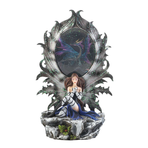  Dragon Crest 8 In. H X 2.5 In. W X 5.625 In. L Fairy And Dragon Poly Resin Decorative Lighted Figuri