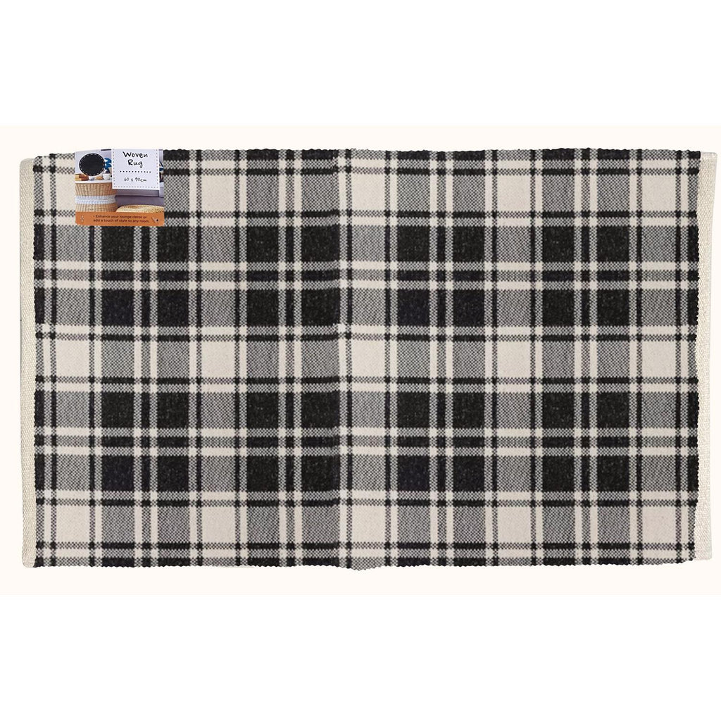  First Concept 36 In. W X 24 In. L Black/White Checkered Polyester Accent Rug