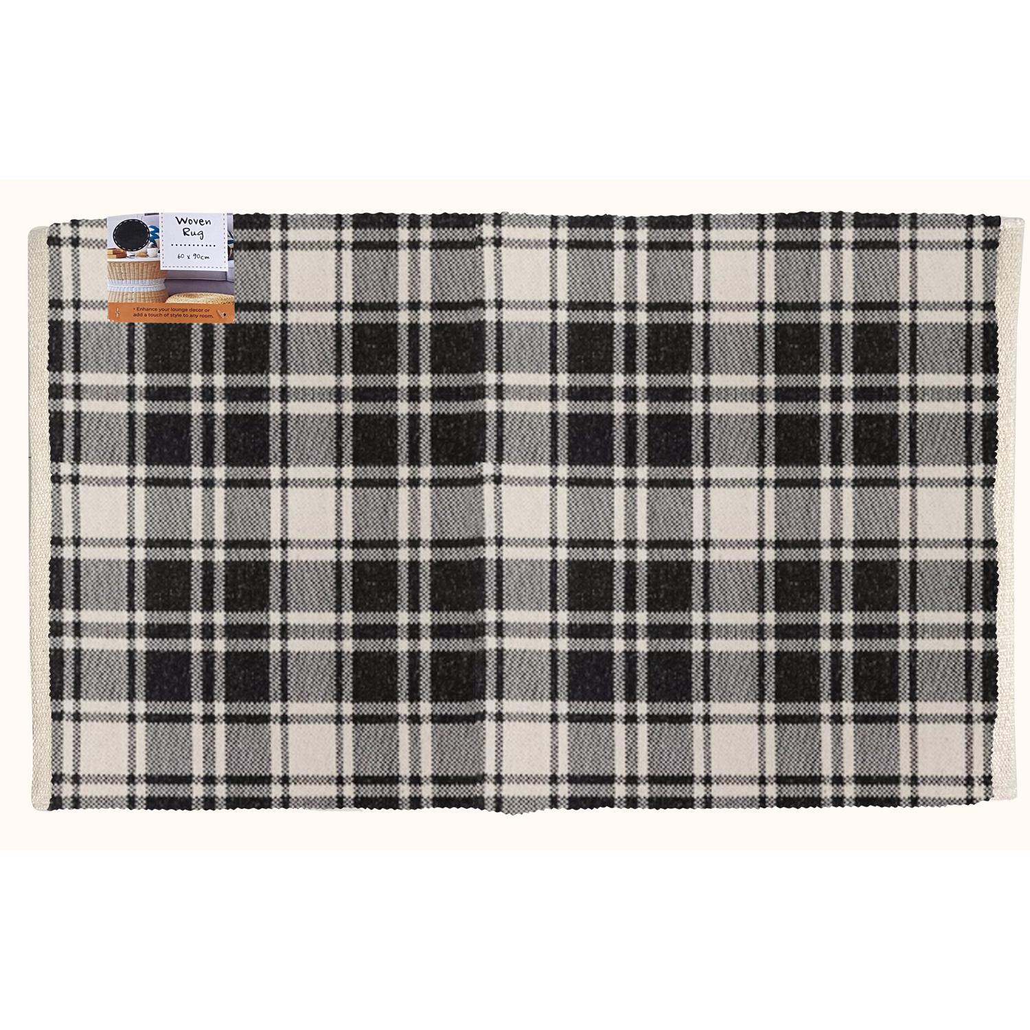  First Concept 36 In. W X 24 In. L Black/White Checkered Polyester Accent Rug